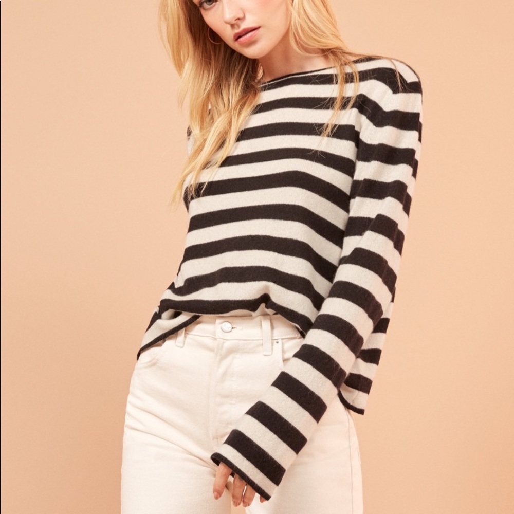 Reformation Cashmere Boyfriend Sweater Striped